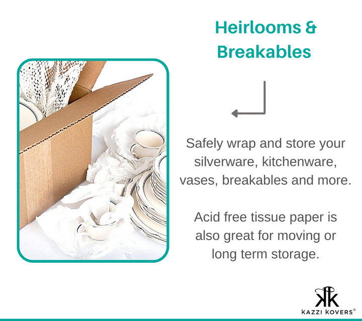 Acid free tissue paper for breakables, silverware, heirlooms and ornaments