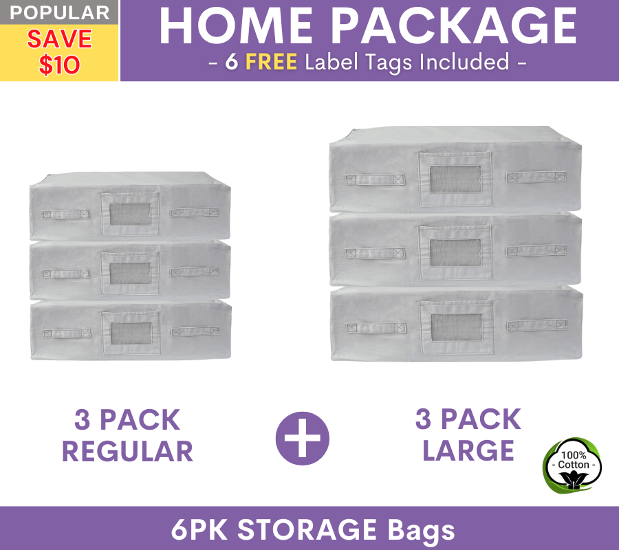 GREY Storage Bags - Home Package | 3PK REGULAR + 3PK LARGE