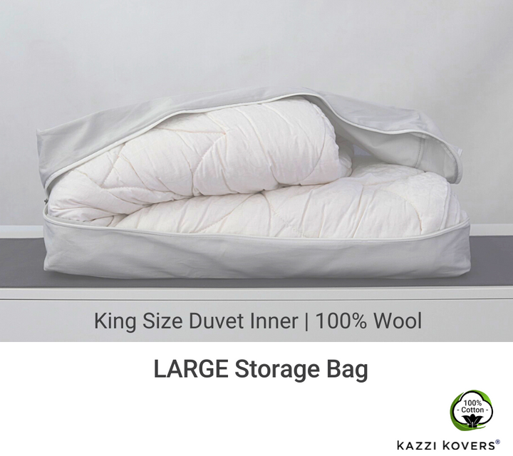 Large light grey storage bag fits up to a king size duvet and doona | Kazzi Kovers