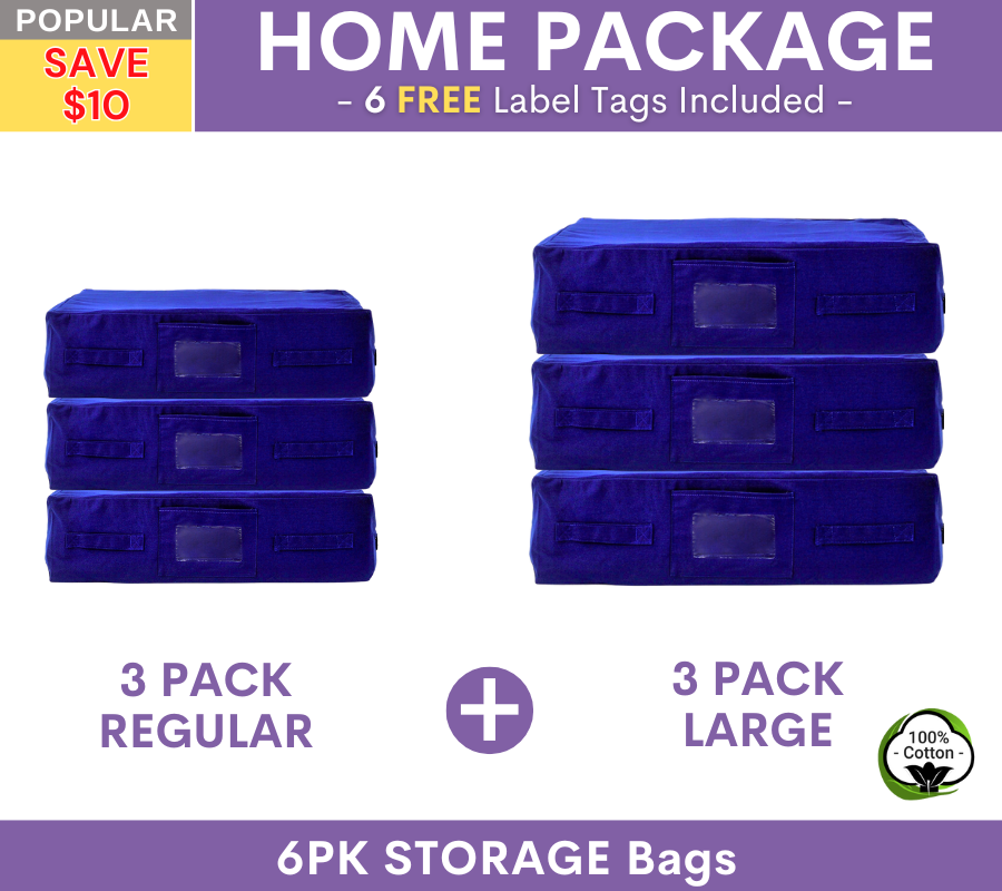 NAVY Storage Bags Home Package | 3PK REGULAR + 3PK LARGE