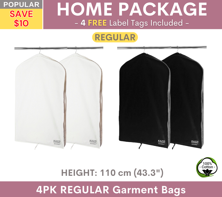 HOME PACKAGE - Regular garment bags in cream and black | Kazzi Kovers