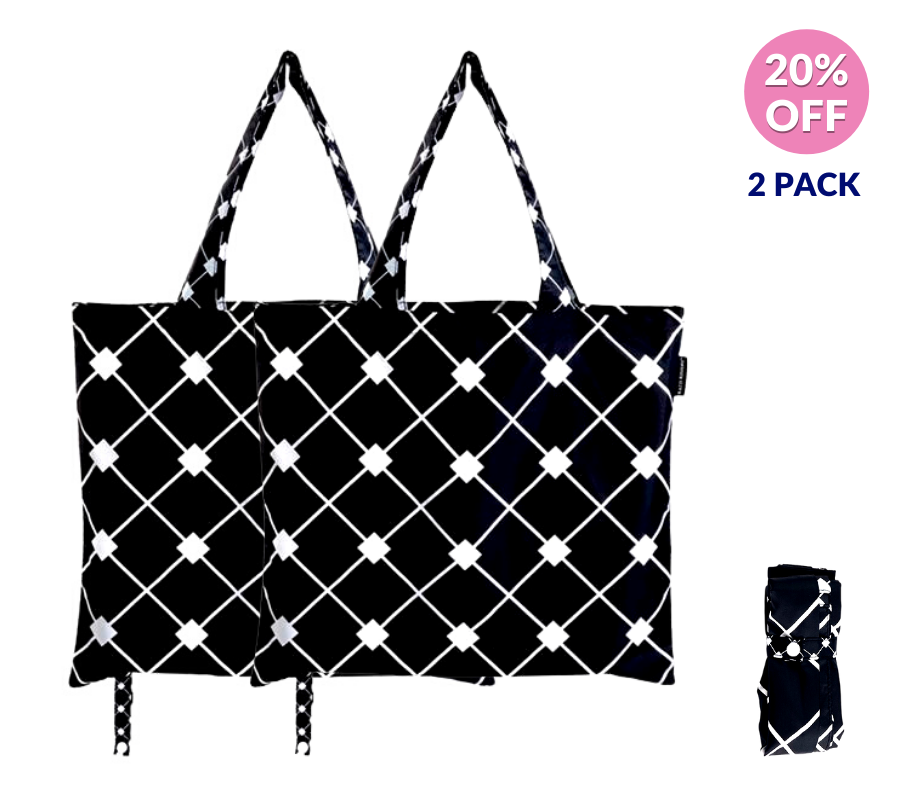 2PK Daisies foldable shopping tote bags