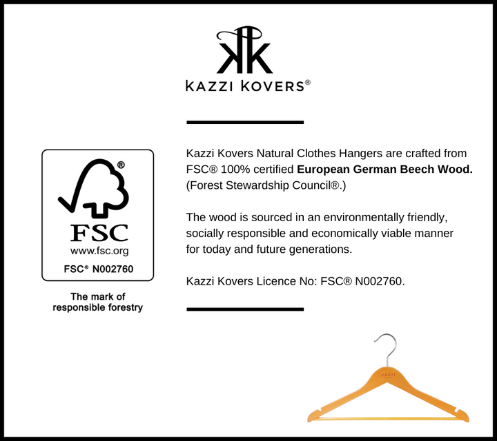 FSC® Certified Natural European Beech Wood Clothes Hanger