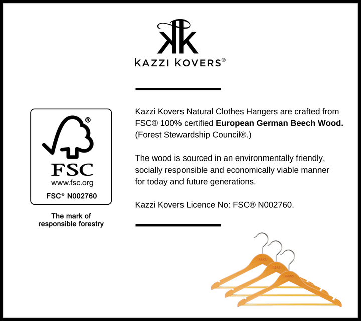 100% certified FSC® Natural Clothes Hangers | Kazzi Kovers