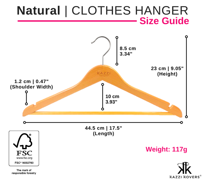 Kazzi Kovers Clothes Hanger | Size Guide