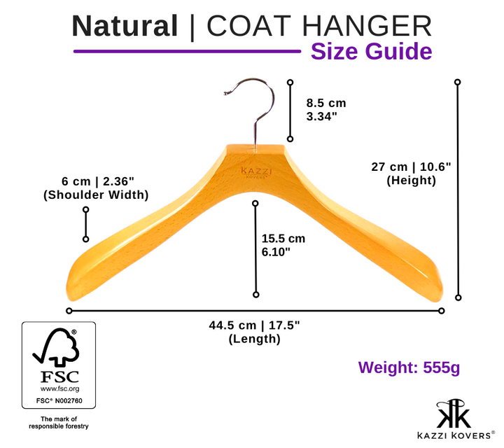 Kazzi Kovers Size Chart for Coat Hangers