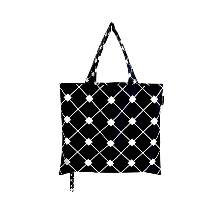 Nylon shopping tote bag in diamond print