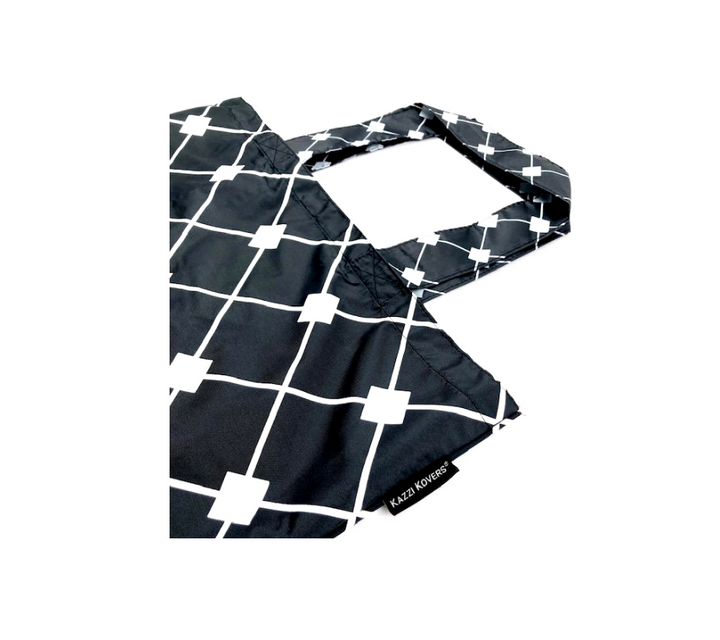 Kazzi Kovers logo on diamond print shopping bag