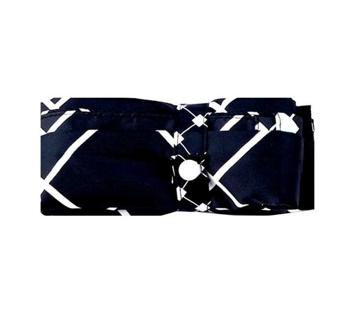 Compact folded down shopping bag with stud closure