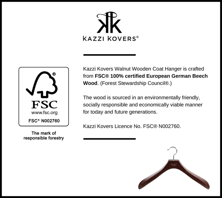 FSC® 100% Certified Walnut European Beech Wood Coat Hanger