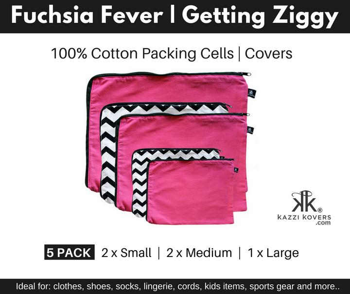 5 Pack | Fuchsia Fever and Getting Ziggy (chevron print) Packing Cells
