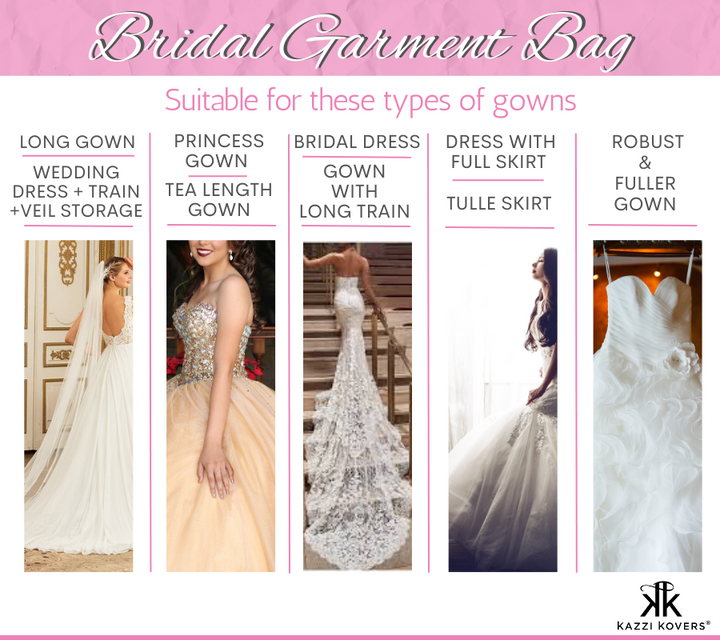 Suitable styles and gowns for the Kazzi Kovers Bridal Garment Bag