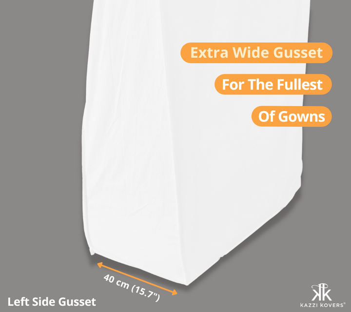 Extra wide gusseted bridal cover to allow enough space for the fullest of gowns | Size 40 cm (15.7")