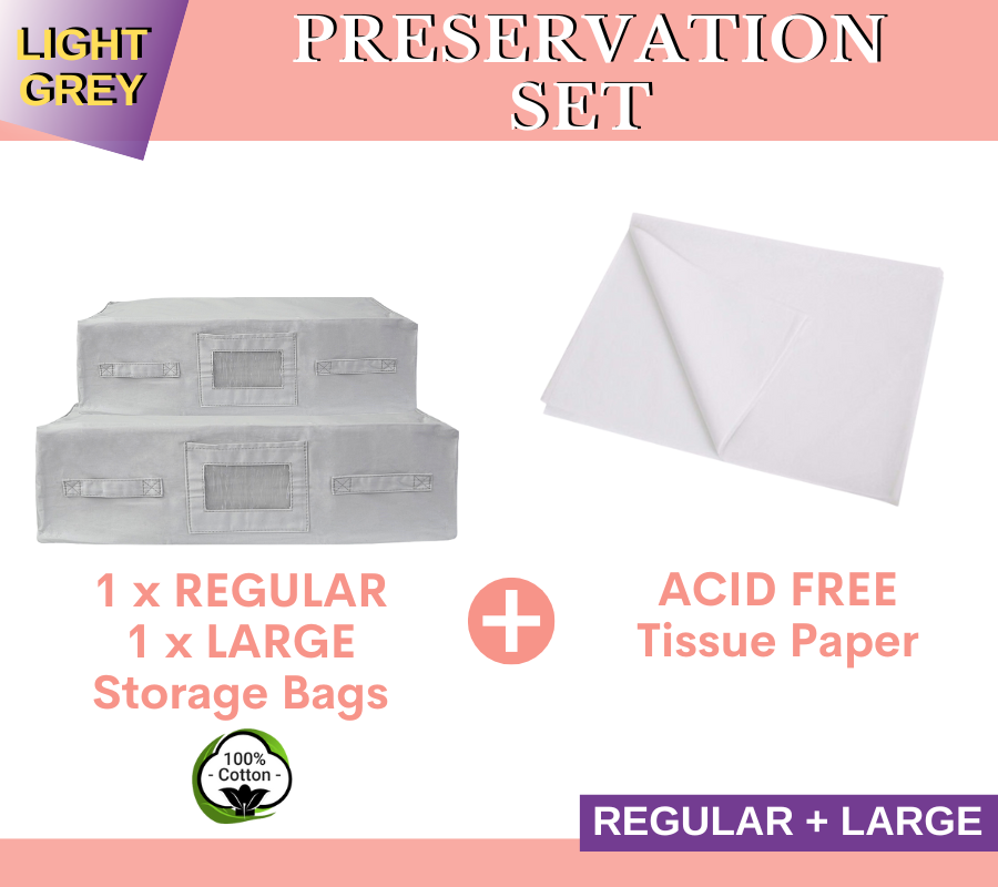 1 REGULAR + 1 LARGE Storage Bags + Acid Free Tissue Paper Preservation Set | Kazzi Kovers