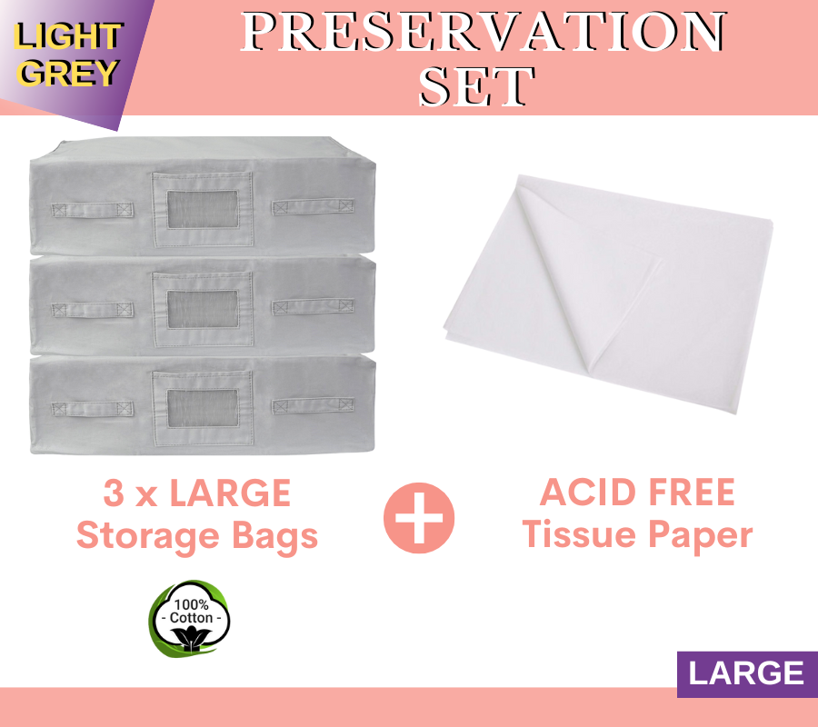 3PK Large Storage Bags + Acid Free Tissue Paper Preservation Set | Kazzi Kovers