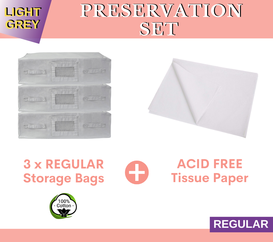 3PK Regular Storage Bags + Acid Free Tissue Paper Preservation Set | Kazzi Kovers