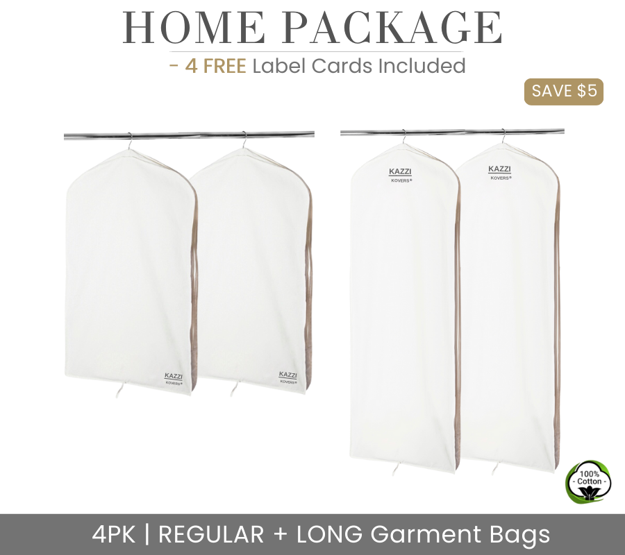HOME PACKAGE | 4PK Mixed Regular and Long (large) Cream Garment Bags | Kazzi Kovers
