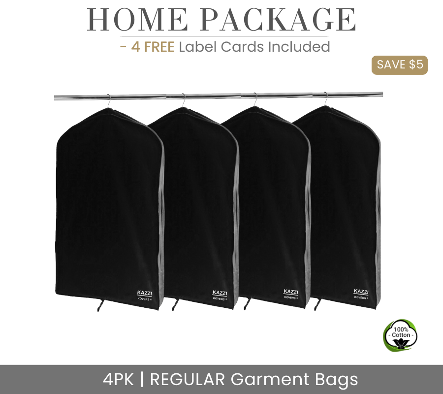 HOME PACKAGE | 4PK Regular Black Garment Bags | Kazzi Kovers