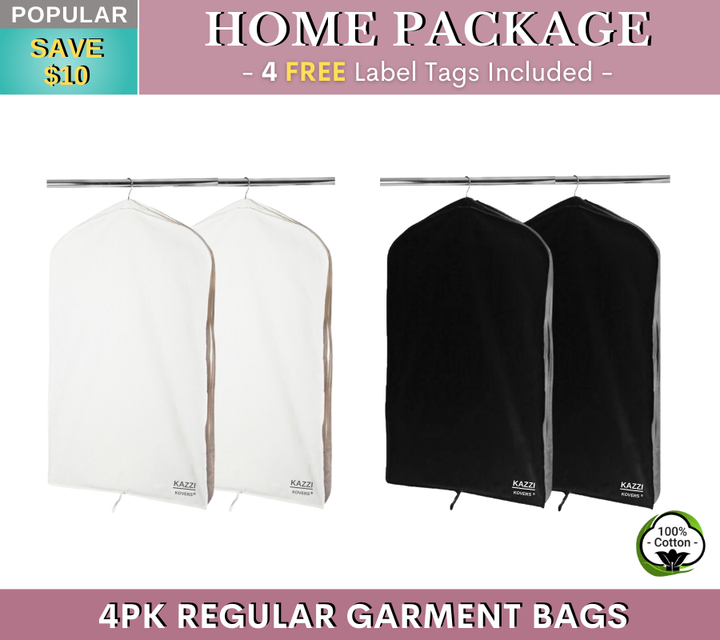 HOME PACKAGE - Regular garment bags in cream and black | Kazzi Kovers