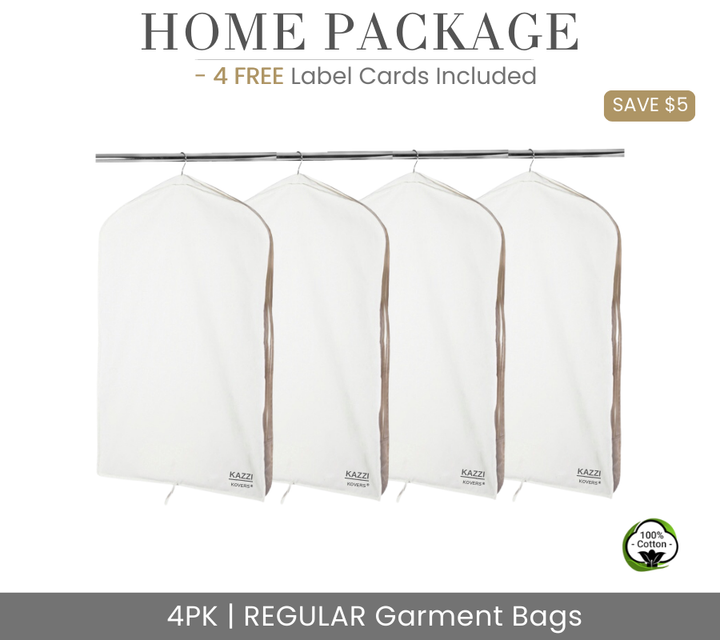 HOME PACKAGE | 4PK Regular Cream Garment Bags | Kazzi Kovers