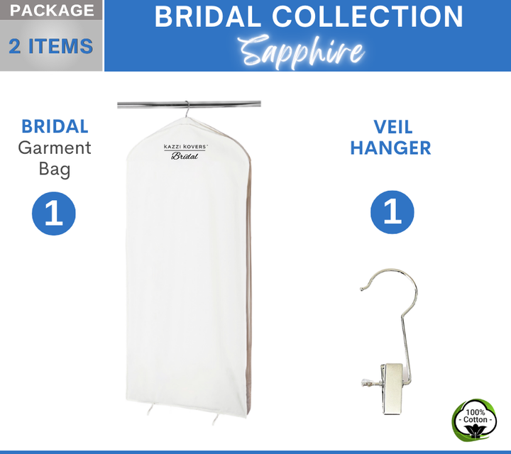 Bridal Package Sapphire | 1 x Bridal Garment Bag and 1 x Veil Hanger