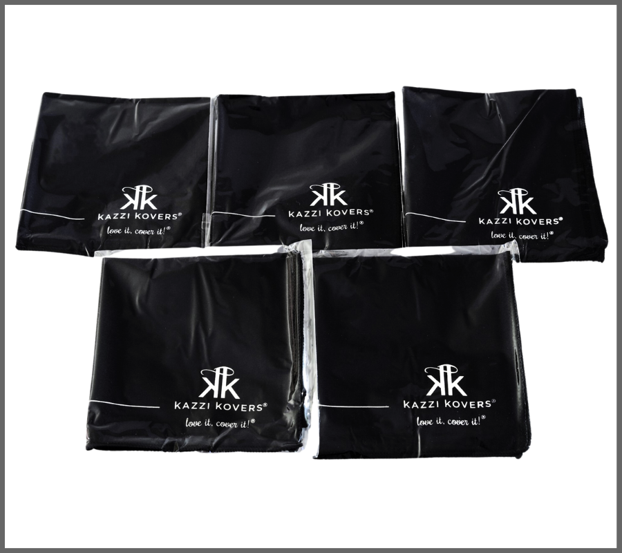 Kazzi Kovers printed logo on eyeglasses cleaning cloths