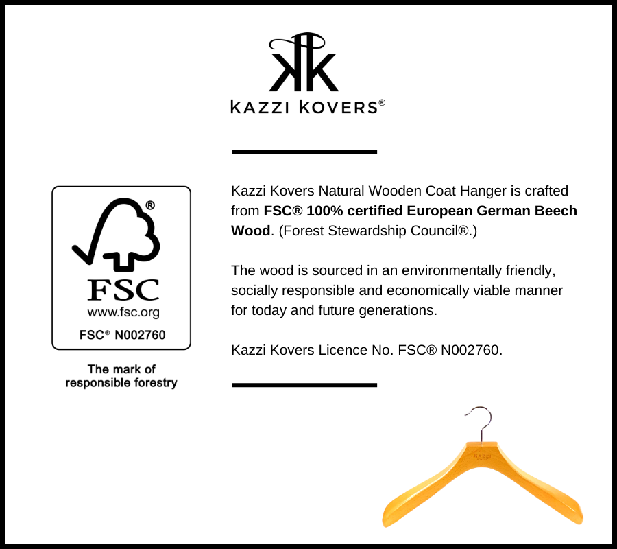 FSC® Certified European Beech Wood Coat Hanger | Kazzi Kovers