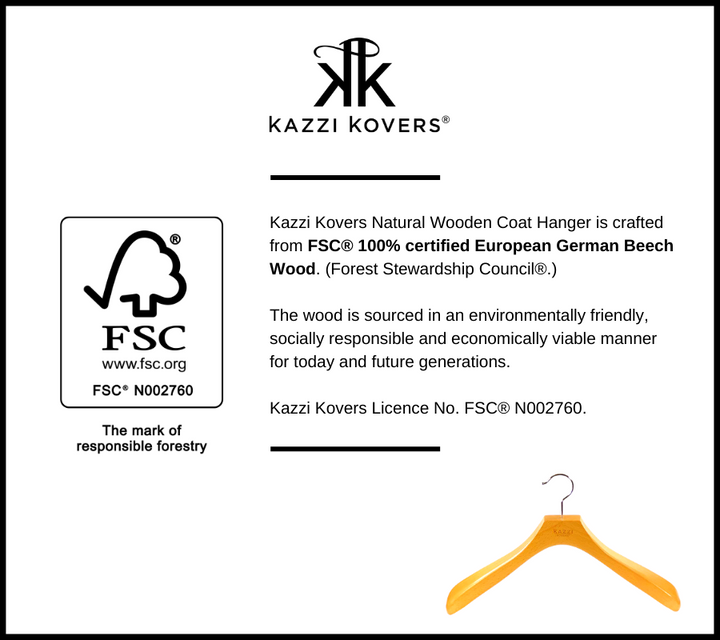 FSC® Certified European Beech Wood Coat Hanger | Kazzi Kovers