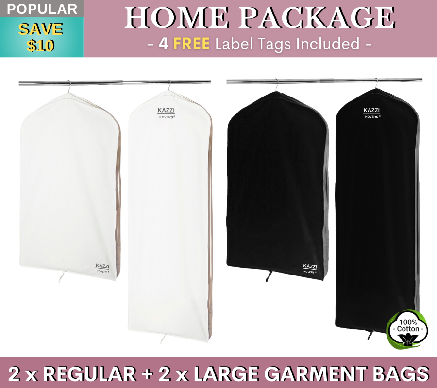 Regular and Large Garment Bags in cream and black colours | Kazzi Kovers