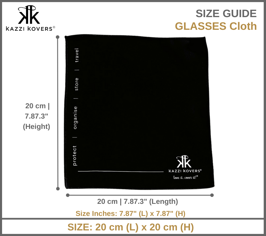 Kazzi Kovers Size Guide | Glasses Cleaning Cloth