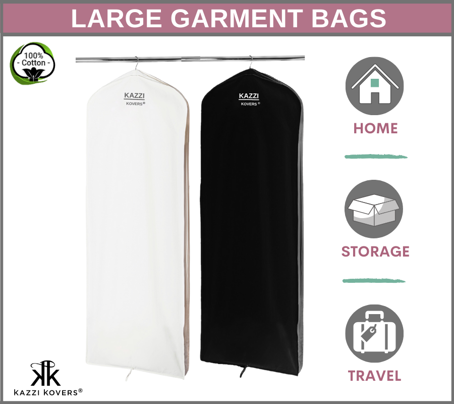 Large Garment Bags in Cream and Black | Kazzi Kovers