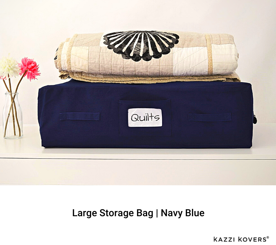 Fully enclosed large storage bag for handmade quilts, family keepsakes, and treasured items