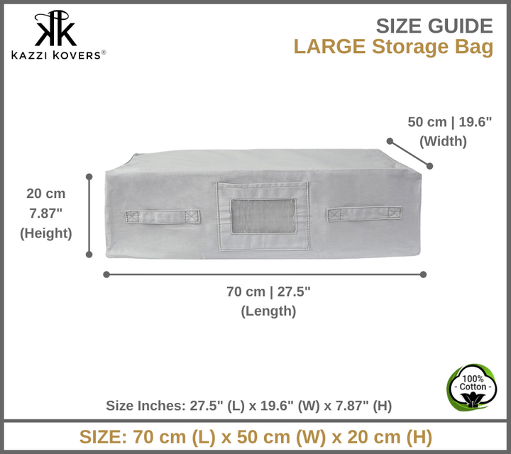 Large Size Storage Bag Size Guide | Kazzi Kovers