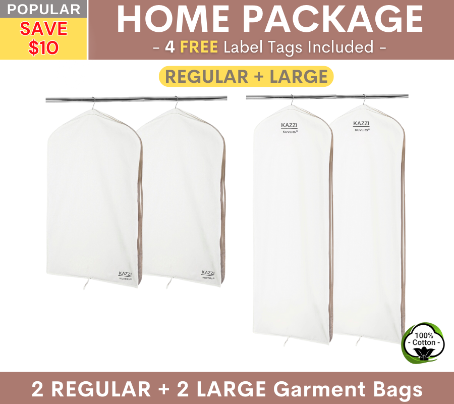 Regular and Large Cream Garment Bags | HOME Package