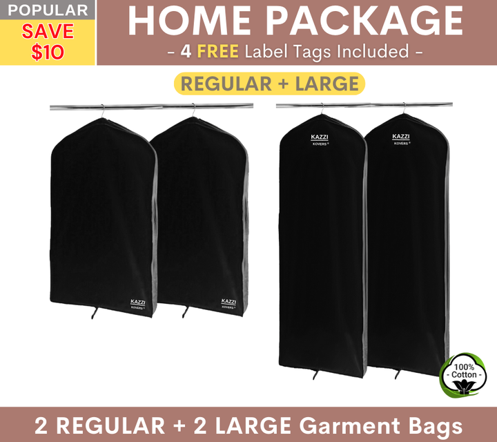 Regular and Large Black Garment Bags | HOME Package