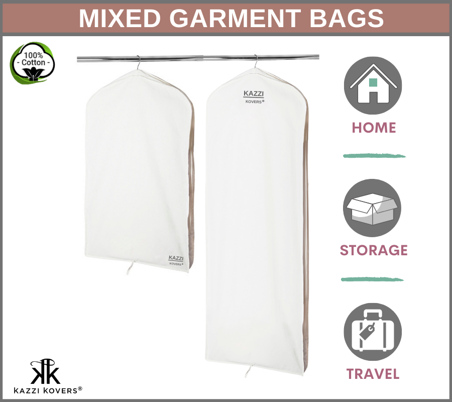 Regular and Large cream coloured garment bags | Kazzi Kovers