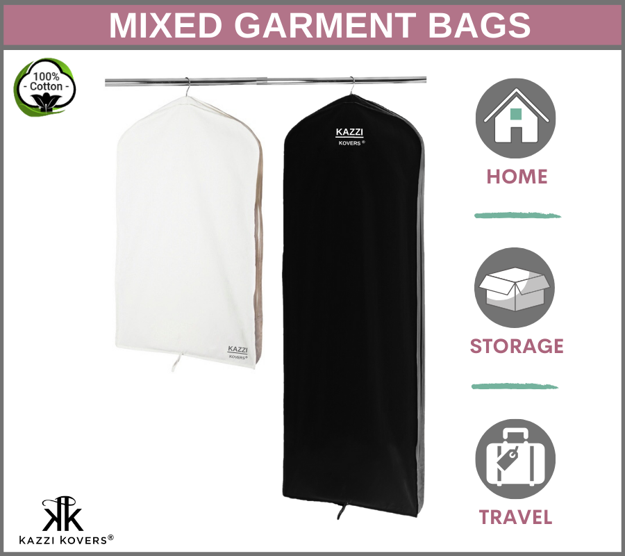 Mixed Garment Bags in Cream and Black | Kazzi Kovers