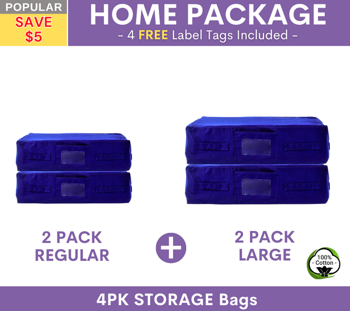 NAVY Storage Bags - Home Package | 2PK REGULAR + 2PK LARGE