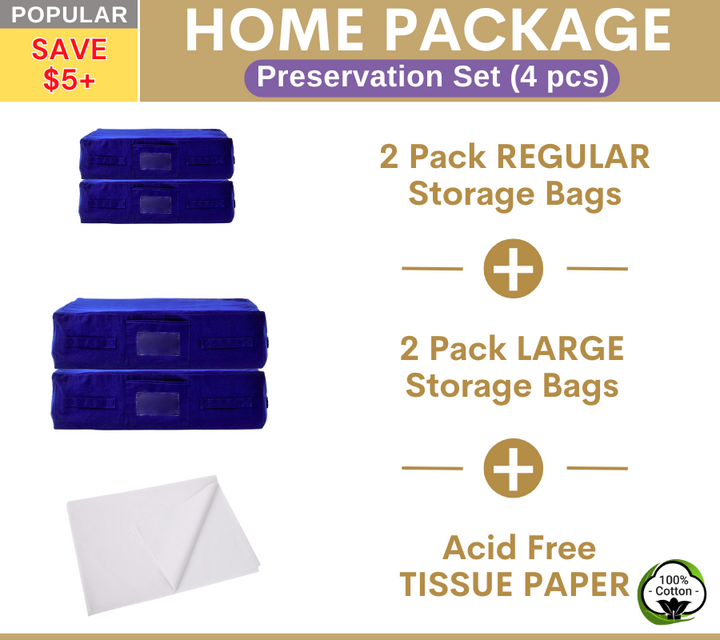 HOME PACKAGE - 4pcs Navy Storage Bags + Acid Free Tissue Paper Set