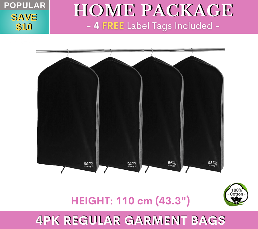 4PK Black Regular Garment Bags | Kazzi Kovers