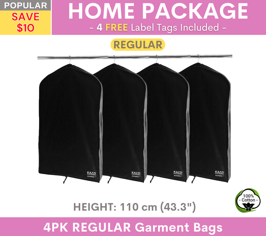 4PK Black Regular Garment Bags | Kazzi Kovers