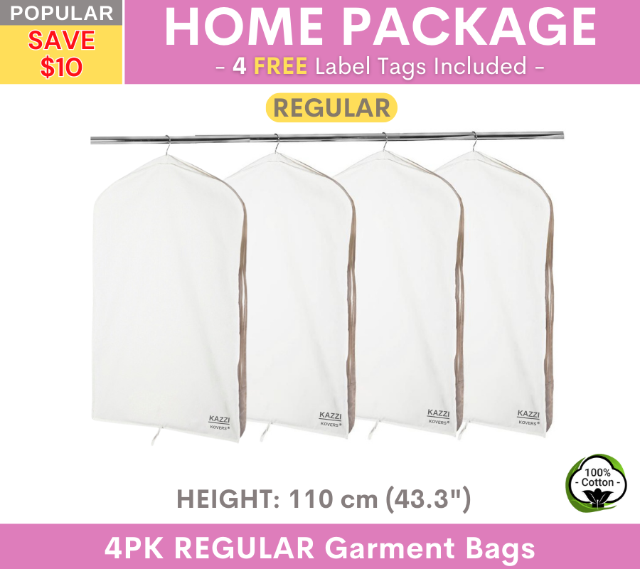 4PK Cream Regular Garment Bags | Kazzi Kovers