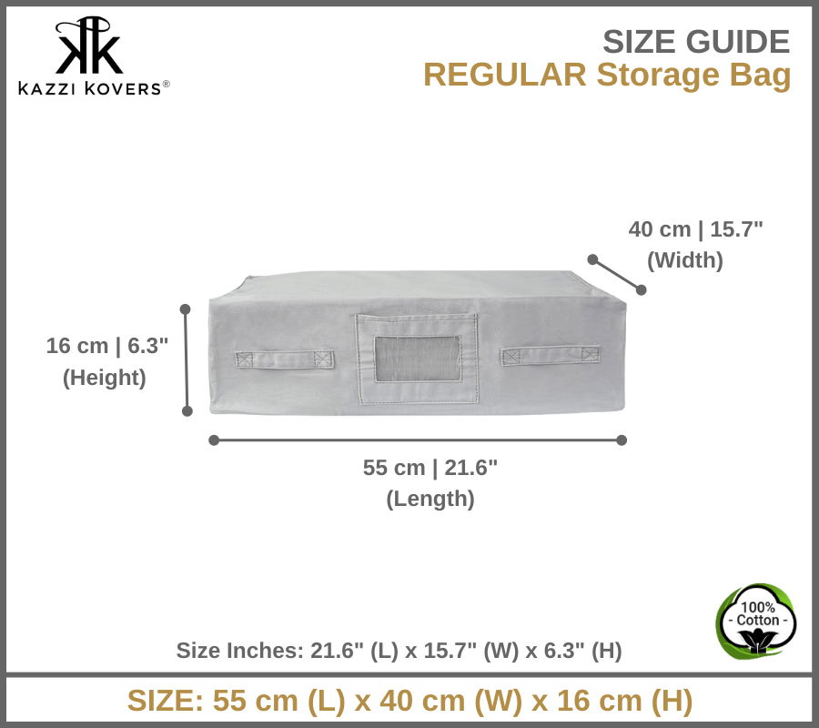 Regular Size Storage Bag Size Guide | Kazzi Kovers