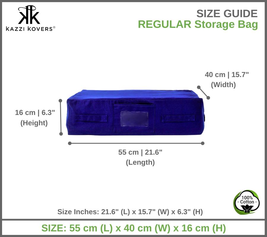 Size Guide Regular Storage Bag | Kazzi Kovers