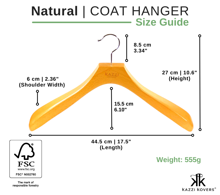 Natural Coat Hanger Size Guide | Kazzi Kovers