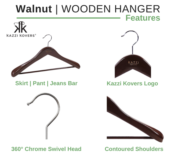 Walnut Wooden Hanger Features | Kazzi Kovers