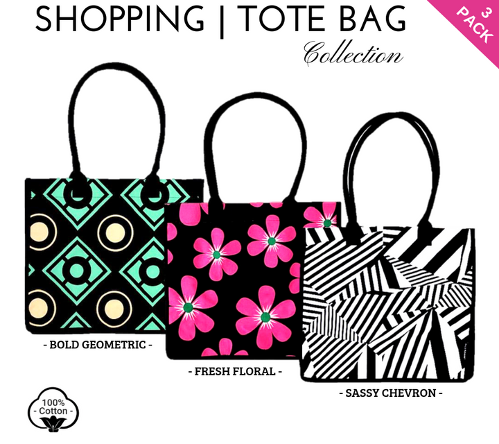 Kazzi Kover 3PK Shopping Bag Collection | 100% Cotton