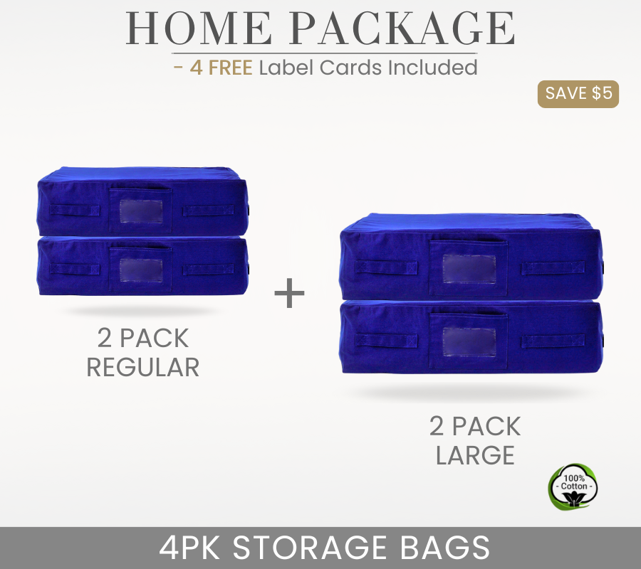 HOME PACKAGE - 4PK NAVY BLUE Storage Bags | 2PK Regular + 2PK Large