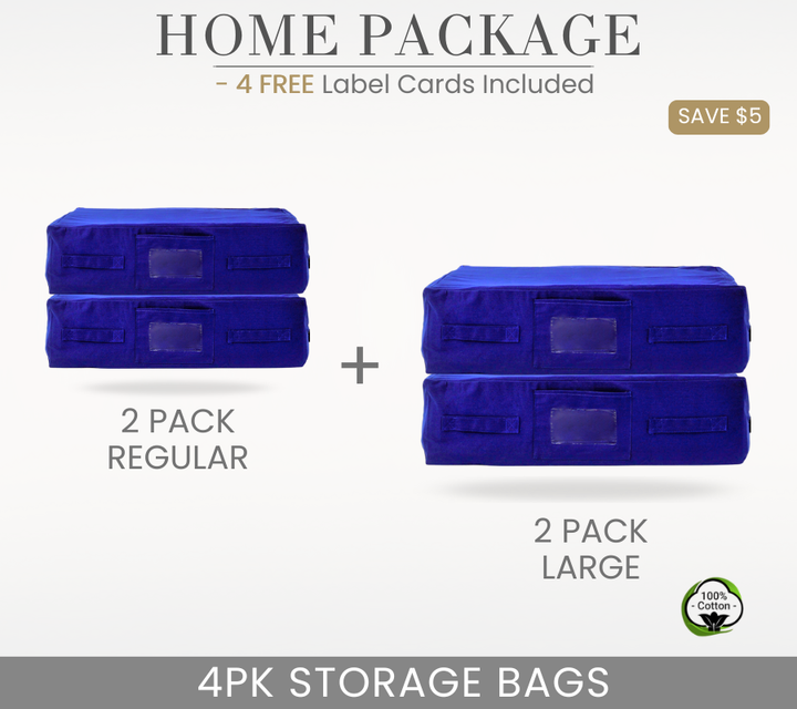 HOME PACKAGE - 4PK NAVY BLUE Storage Bags | 2PK Regular + 2PK Large