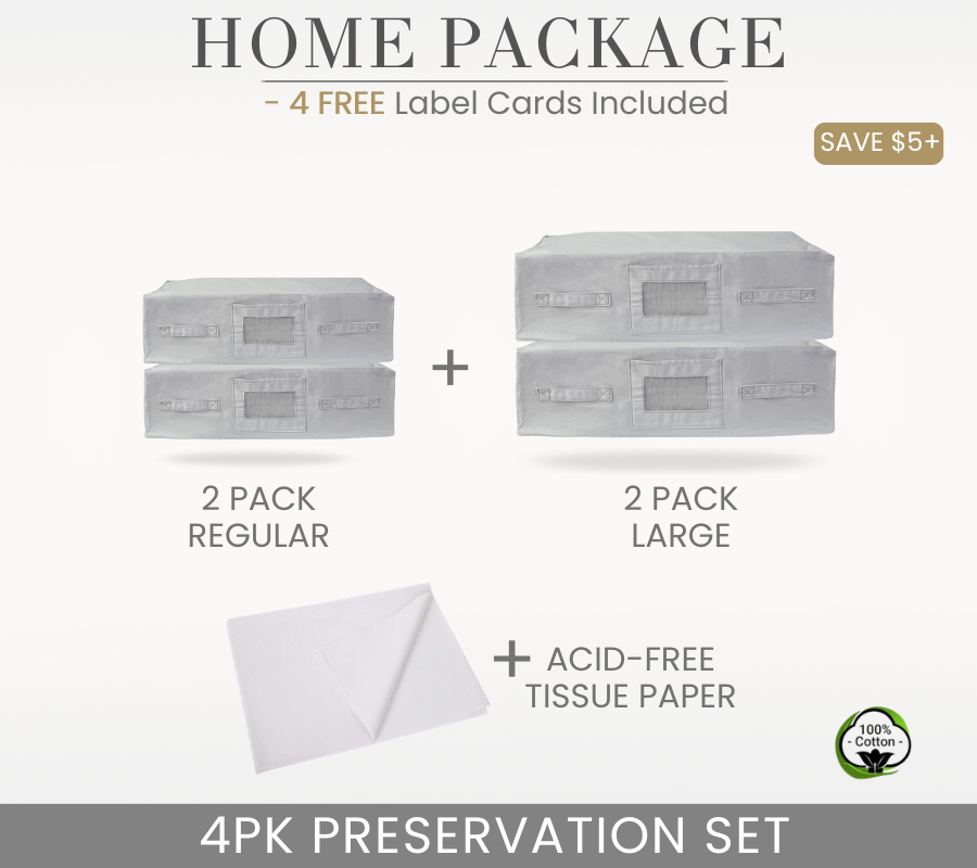 HOME PACKAGE | 4PK GREY Preservation Set | 2 Regular + 2 Large + Acid Free Tissue Paper